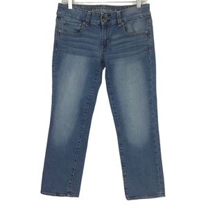 American Eagle Artist Crop Stretch Jeans Womens Size 8 Factory Fade 2 Button Zip